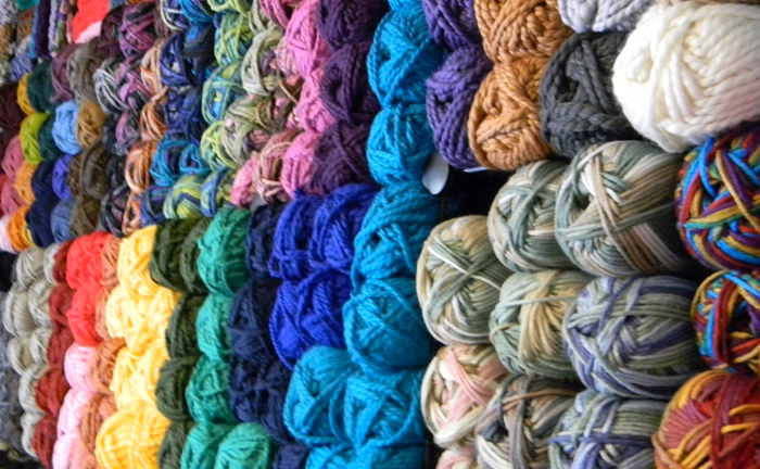 Yarn on shelves